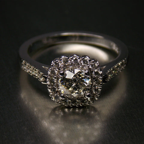 18ct white gold & diamond halo ring - Scherman's - Engagement rings - Scherman's