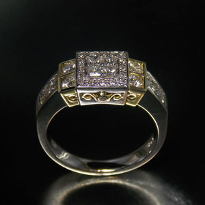 18ct yellow and white gold art deco ring set with diamonds - Scherman's - Dress rings - Scherman's