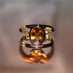 9ct rose and white gold split band ring with oval citrine - Scherman's - Dress rings - Scherman's