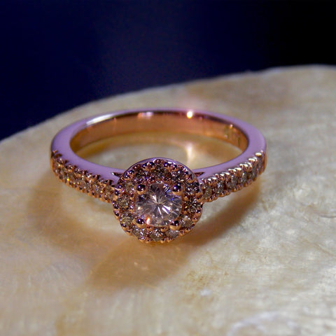 9ct rose gold and diamond halo ring - Scherman's - Engagement rings - Scherman's