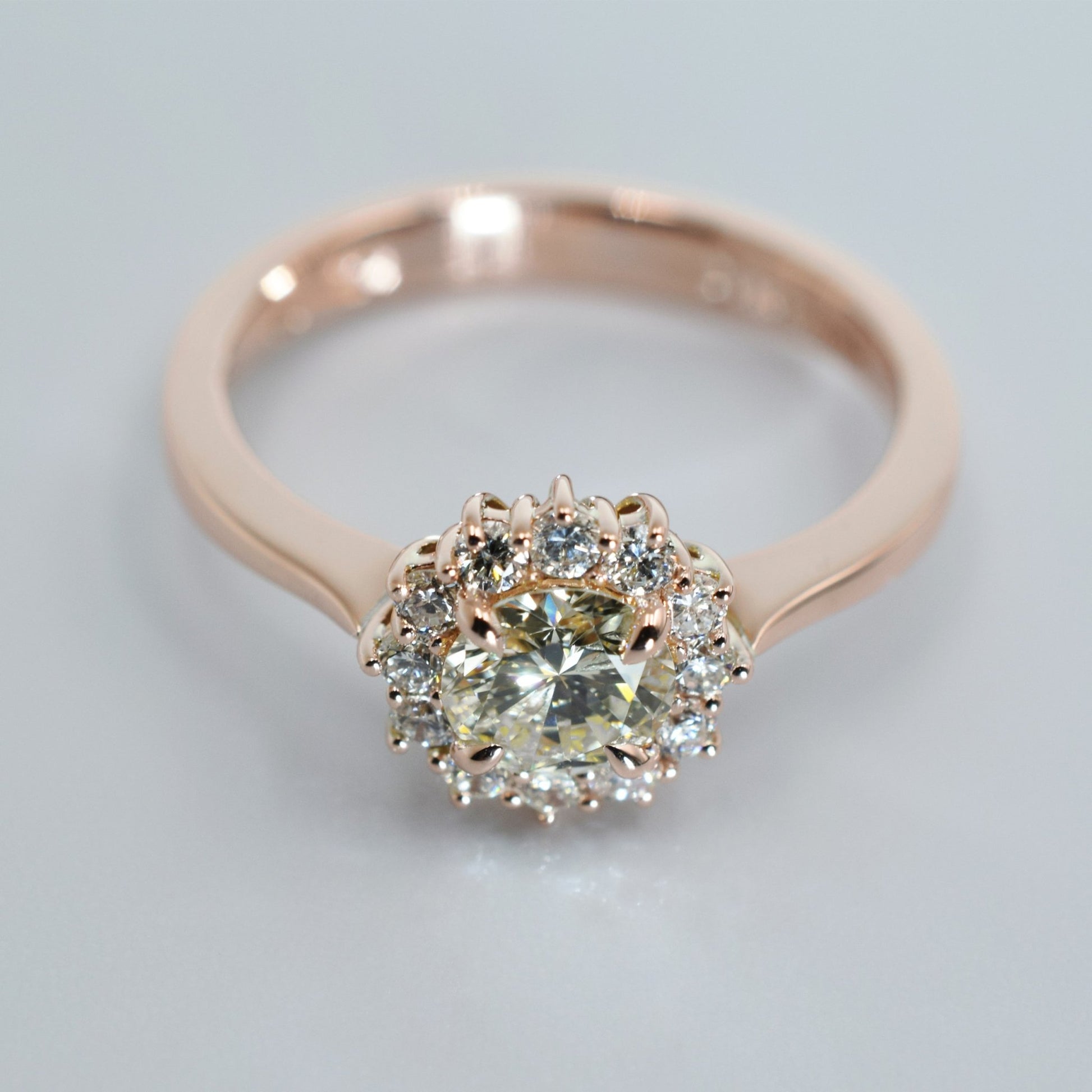 9ct rose gold and diamond halo ring - Scherman's - Engagement rings - Scherman's