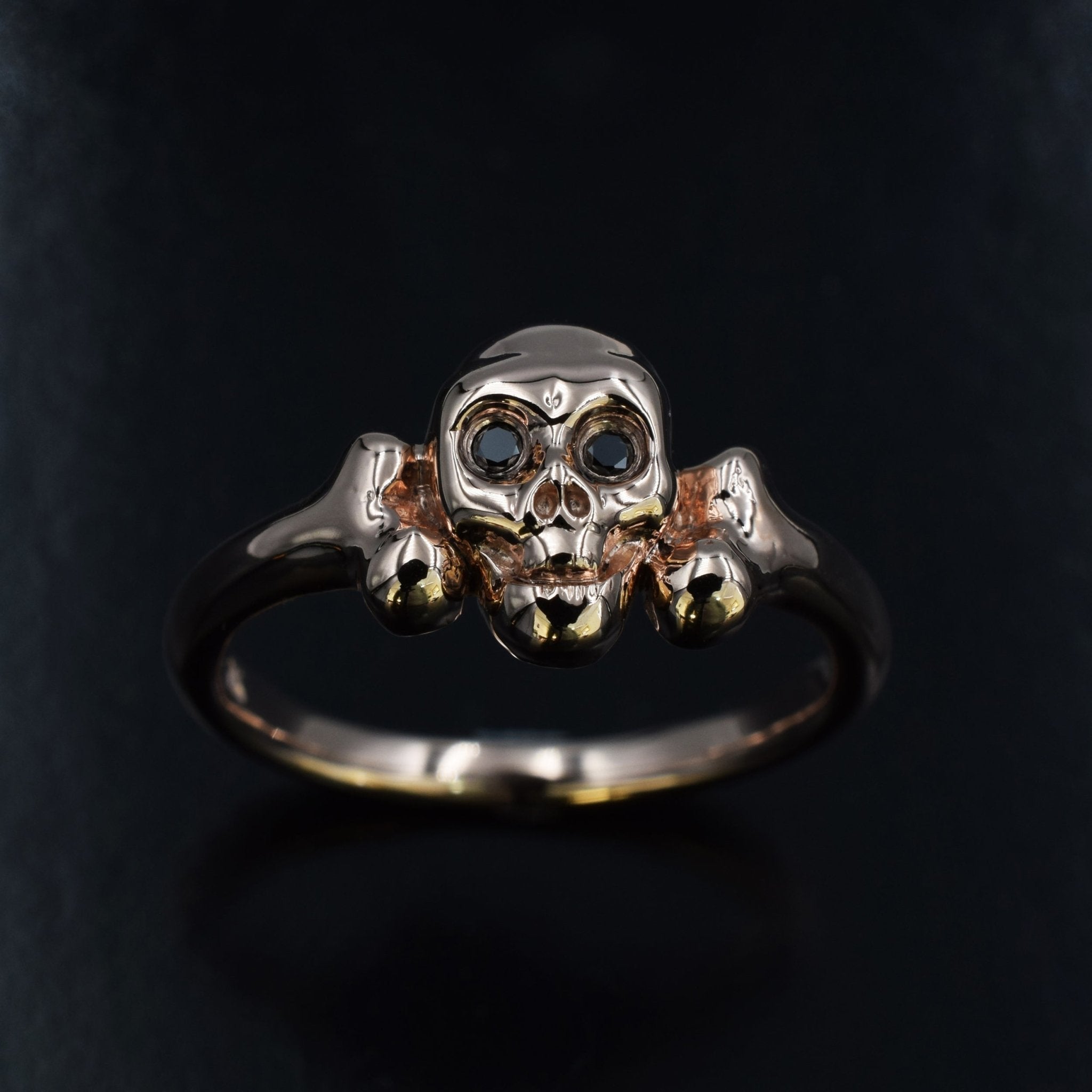9ct rose gold skull ring with black diamond eyes - Scherman's - Other - Scherman's
