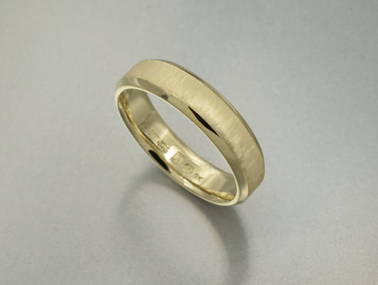 9K yellow gold brush and polish finish band. - Scherman's - Men's - Scherman's