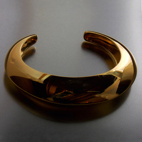 Gold plated cuff bangle in silver- Front