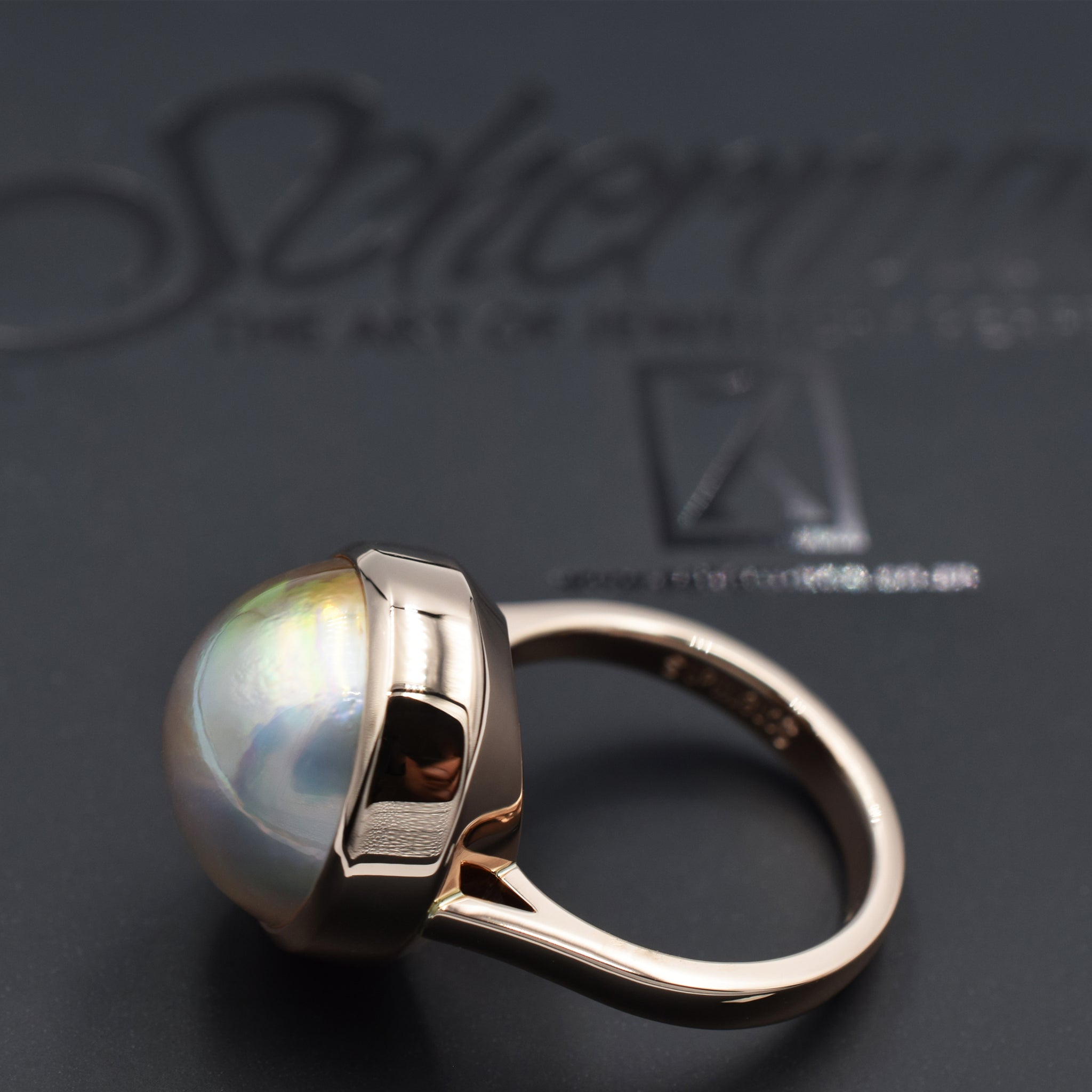 Modern mabe pearl dress ring in 9K rose gold