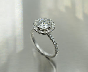 Platinum and diamond halo ring