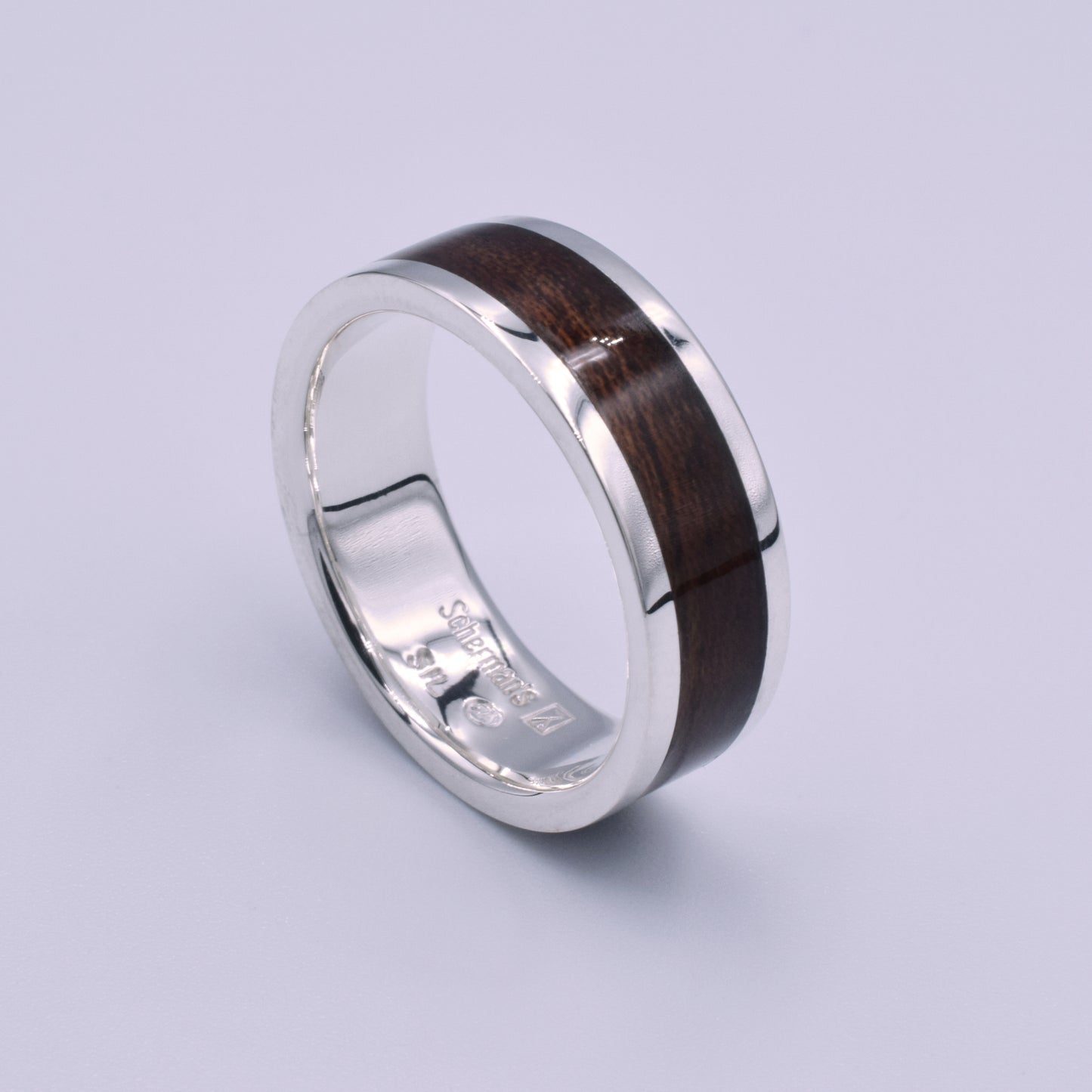 Silver and wood inlay band