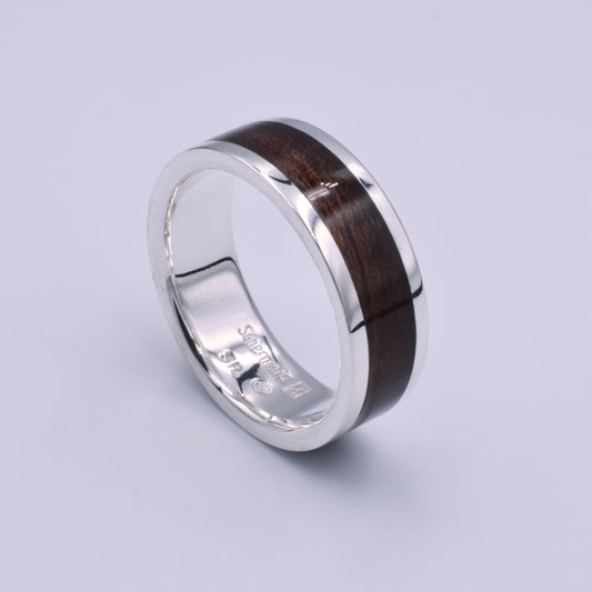 Silver and wood inlay band